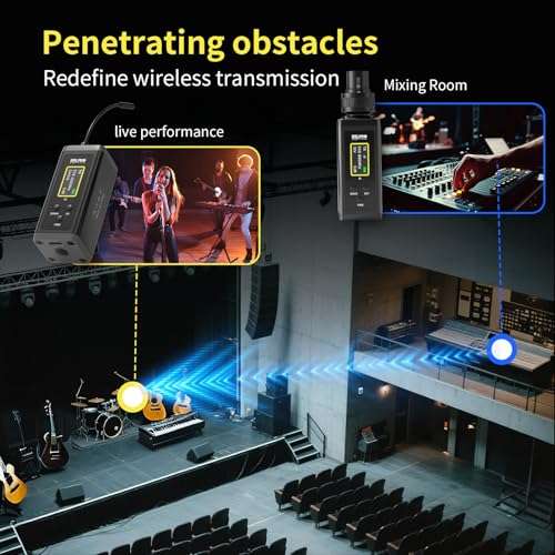 HHLPRO UHF Wireless in Ear Monitor System, 260 FT Range, Low Latency IEM System with 26 Channels, Dual Volume Control, Auto Pairing, Beltpack Transmitter & Receiver for Musicians, Band Rehearsal, F10 4