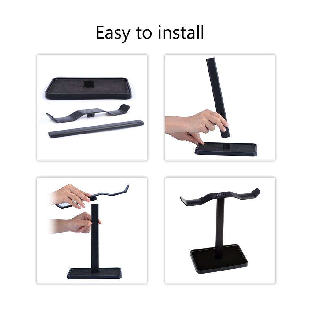 [Super Stable] Neetto Dual Headphones Stand for Desk, Aluminum Alloy & Metal Gaming Headsets Holder Hanger for Sennheiser, Sony, Audio-Technica, Bose, Beats, Akg, Display Mount - HS908 4