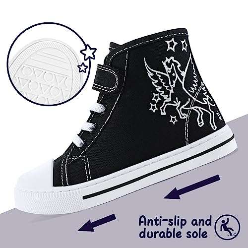 K KomForme Toddler Sneakers Girls Canvas High Top Walking Shoes with Hook and Loops 2