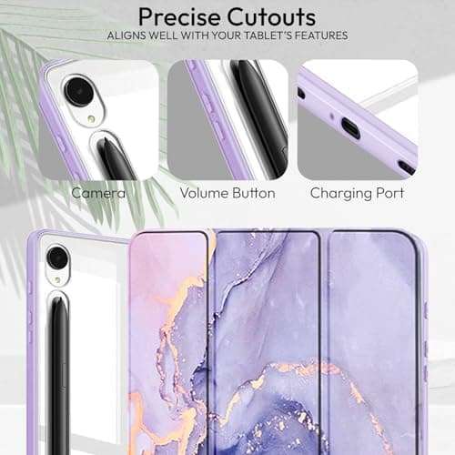 Robustrion Cover Case for Samsung Galaxy Tab S10 FE Plus 13.1 inch Cover with [Pencil Holder] Hybrid Cover for Samsung Tab S10 FE Plus 13.1 inch Tablet [Auto Sleep Wake Support] - Marble Lilac 5