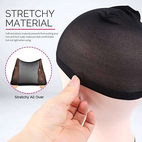 BISMAADH Wigs Cap Stocking Caps for Wigs - Stretchy Wigs for Women & Men Pack of 10 Black 5