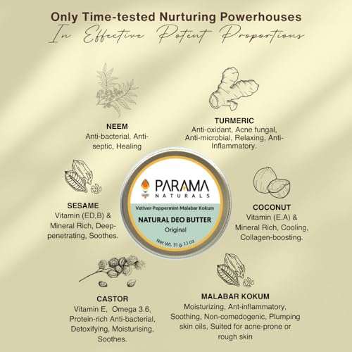 Parama Naturals Natural Deo Butter 31g |aluminium free deodorant| for sensitive skin| all day long odor protection| for women and men| 3