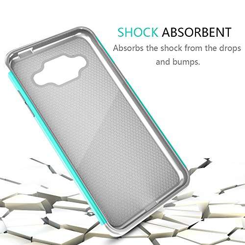 TILL for Galaxy J3 2016 / J3 Sky Case, TILL [Turquoise] [Shock Absorption] Dual Layer Hybrid Rugged Defender Soft Rubber & Hard Plastic Protective Grip Cute Case Cover for Amp Prime/Express Prime 3