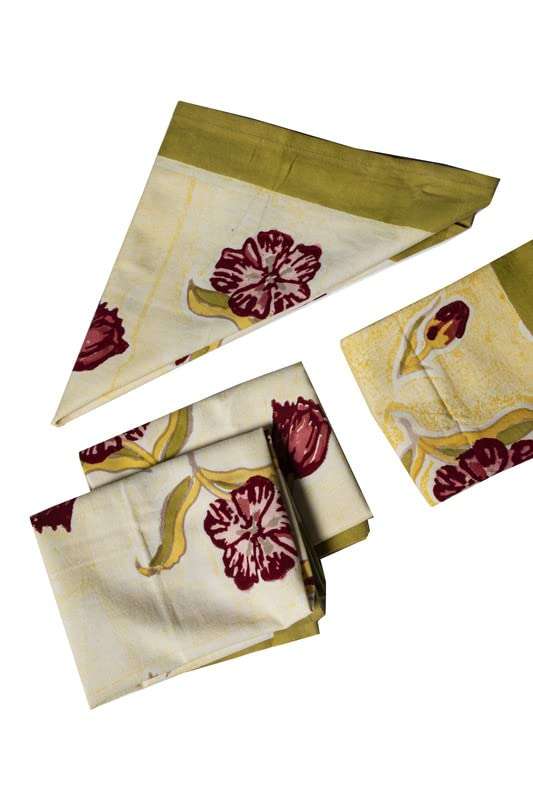 CONTRAST LIVING Troned Hand Block Printed Kitchen Towel/Dish Towel/Hand Towel Multi Color Set of 4 Pcs 3