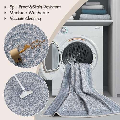 TTelephant Floral Doormat Entryway Rug Washable Area Rug 2x3, Spill-Proof Surface, Non-Slip Backing, Cozy Soft Faux Wool, Printed Rugs for Kitchen, Bathroom, Bedroom - Ieve 5