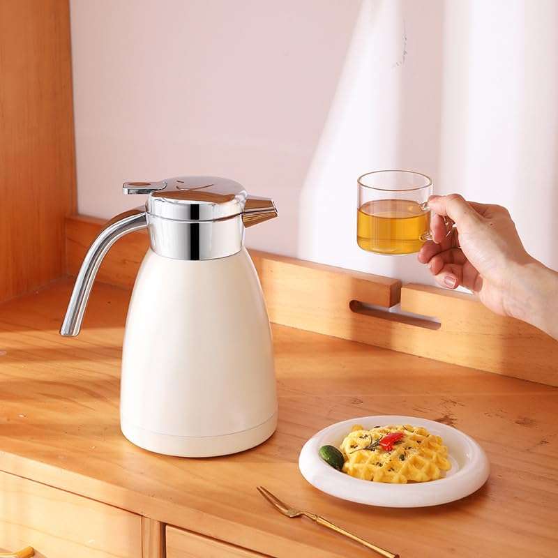 2.2L Stainless Steel Insulated Vacuum Flask Water Coffee Jug Thermal White 3