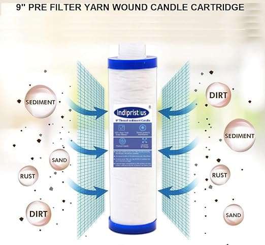 Indipristius Pre Filter Cartridge, 9 inch Candle Filter, RO Water Purifier Candle, Sediment Filter Compatible with All Types of RO Pre Filter Cartridge (Pack of 4) 2
