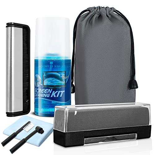 Anti-Static 200ML (6.7oz) Audiophile LP Vinyl Record Cleaning Brush Kit Velvet Record Brush, XL Cleaning Liquid, Stylus Brush Travel Pouch 1