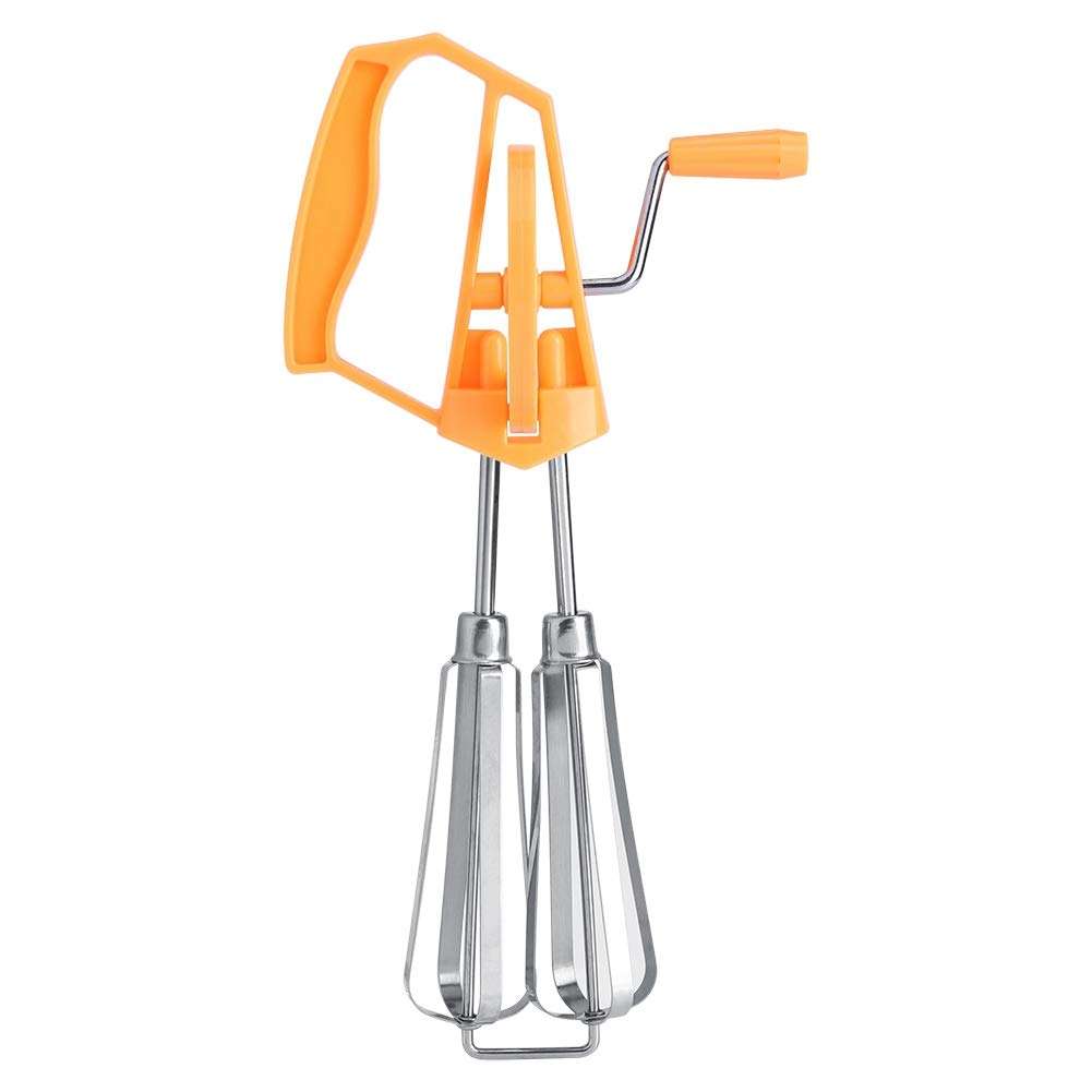 JOROBURO Manual Egg Beater, Stainless Steel Rotary Hand Whip Whisk Egg Beater Mixer, Hand Push Mixer Stirrer Cooking Tool Kitchen Gadget for Blending, Whisking, Beating Stirring(Orange)
