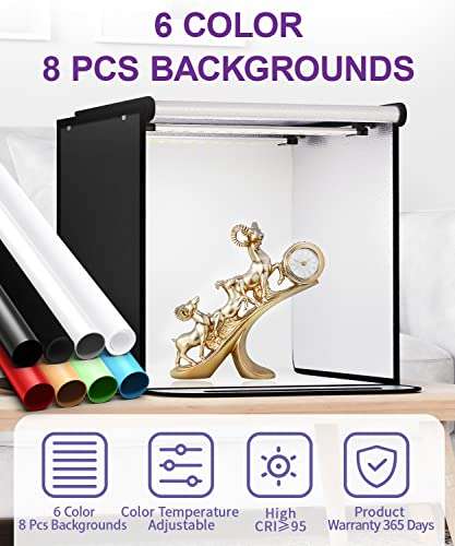 Photo Studio Light Box,SAMTIAN 16’’/40cm Professional Photo Box with 6 Color 8 Backgrounds 3200K-5500K Bi-Color Dimmable Photography Lighting Kit for Photography 2