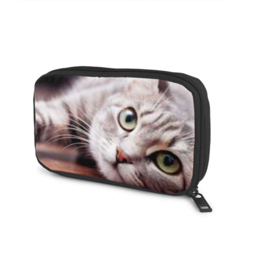 Electronics Accessories Organizer Bag Gray Fluffy Cat Concept Pets Banner Electronics Organizer Electronics Cable Organizer Storage Bag of Cases for Cable, Charger, Phone, USB, Sd Card 1