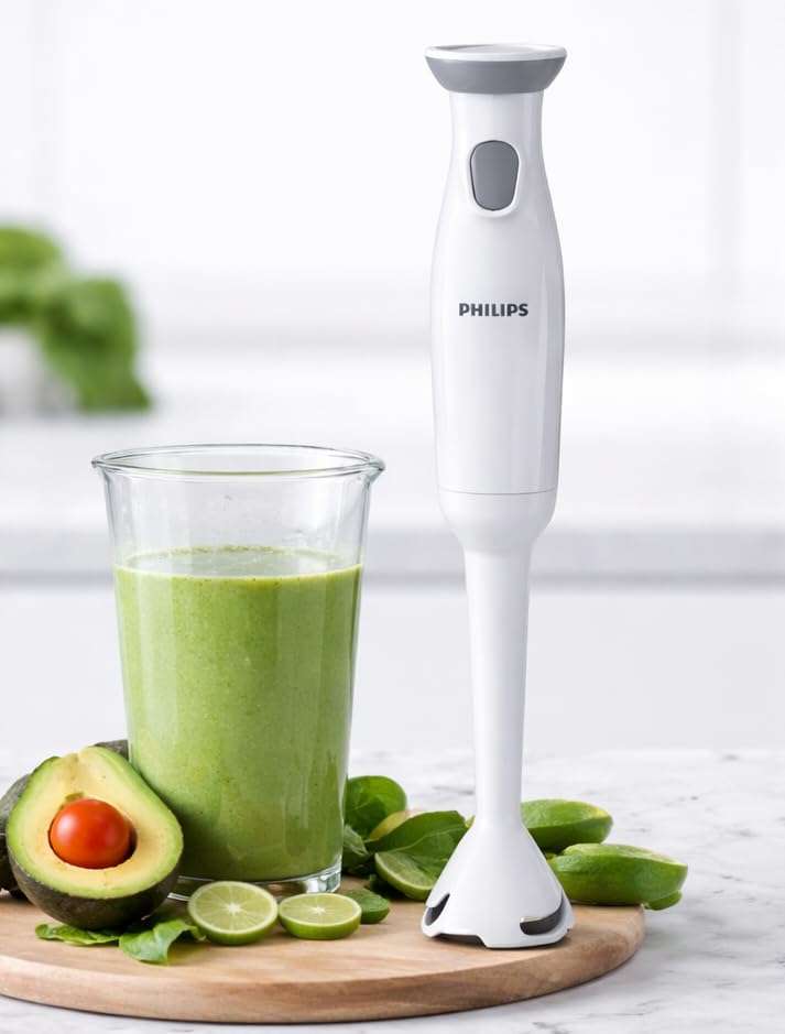 Philips HL1680/00 300W Hand Blender | HVDC Motor | SmartFlow Technology | Ergonomic Grip | Plastic Body | White | 2 Years Home Service Warranty (White) 4