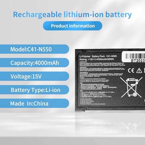 Hubei C41-N550 Laptop Battery Replacement for Asus N550 N550JA N550JV N550J N550X47JV N550X47JV-SL N550JK Q550L Q550LF G550 G550J G550JK ROG G550 ROG G550J ROG G550JK Series (15V 59Wh) 2