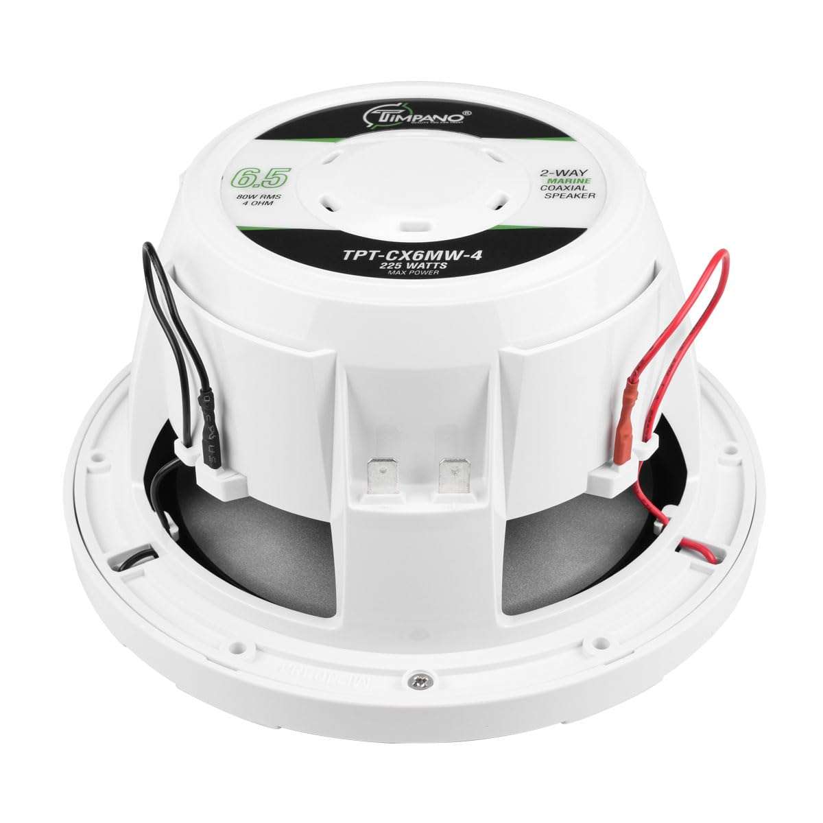 Timpano 6.5 Marine Speakers 450 Watt Per Pair TPT-CX6MW-4 Coaxial 2 Way Waterproof Speakers, 1 Pair, White, Weather Resistant Marine Speakers 6.5 Inch for Boat, ATV or RV Speakers, Bocinas Marinas 6