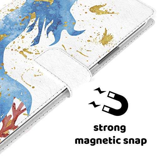 Mertak Wallet Case Compatible with Samsung Galaxy Note 20 Ultra S21 Plus S20 A70 S10 Mermaid PU Leather Cute Fish Watercolor Cartoon Flip Cover Magnetic Folio Fairytale Underwater Card Holder Slim 4