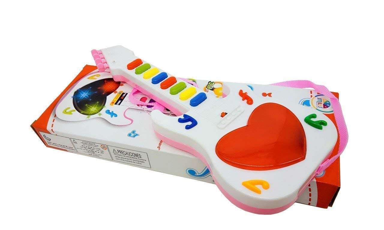 KMC KIDOZ Mini Guitar Instrument with Sound & 3D Led Lighting Toy | Battery Operated Electronic Music and Lights Guitars Gift Toys for Boys Girls Kids and Toddlers (Multicolor) (kmc1670) 5