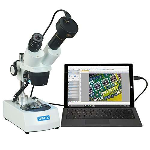 OMAX 20X-40X Cordless Stereo Binocular Microscope with Dual LED Lights and 5MP Camera 1