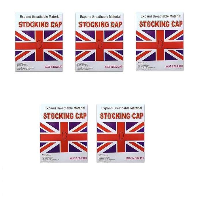 ATHRAVFIT England Single Stocking Cap, Wig Caps, Singh Net Stocking Caps for Wigs Stretchy Nylon Wig Caps Wig Caps for Women Men, (White Pack of 5) 1