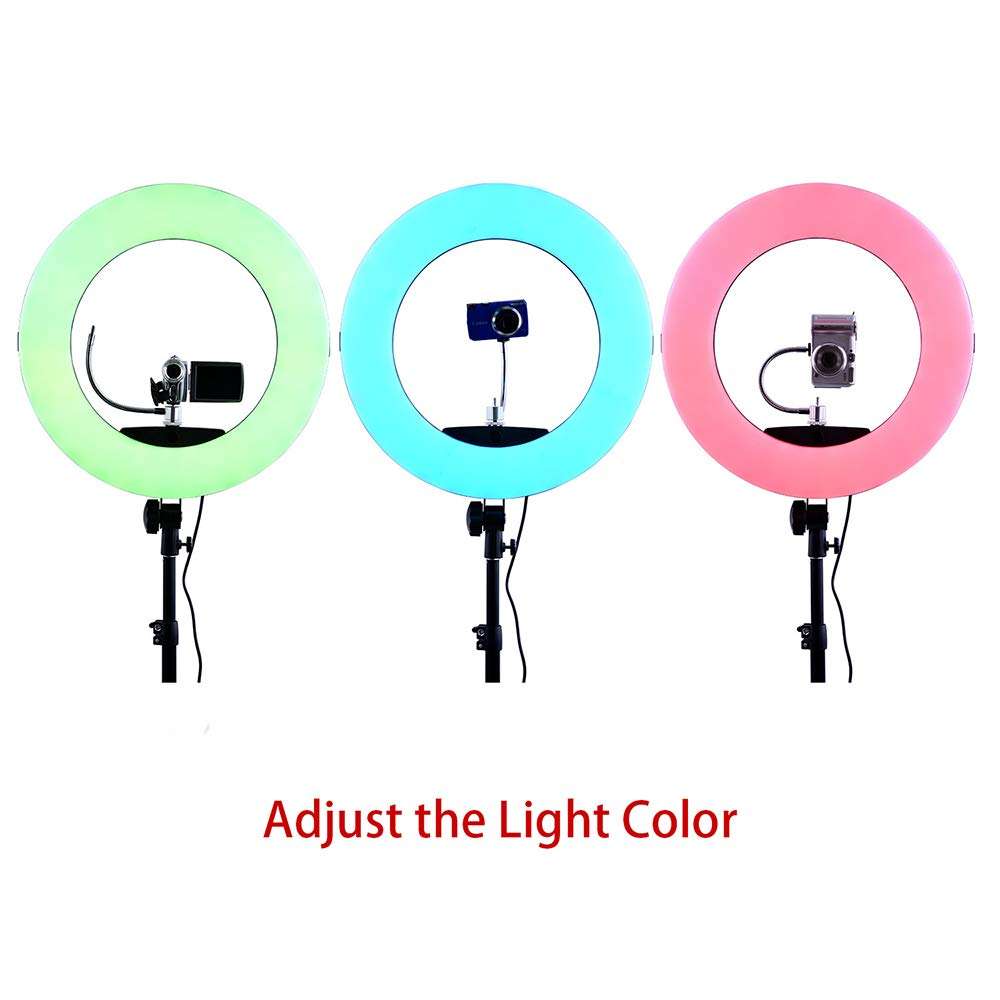 CHZHENG 18" Selfie Ring Light,RGB LED Ring Light with Stand Tripd A Mirror and A Photography Remote for Makeup,YouTube, Video,Photography 3
