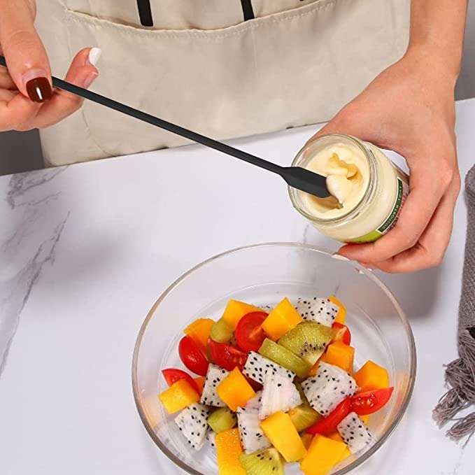 SKOFRI [Black] Beauty Spatula, 4 PCS Makeup Spatula Mini Spatula for Cosmetics and Kitchen Jar, Last Drop Small Silicone Spatula for Beauty and Kitchen Tiny Spatula 3 Sizes (4) 4