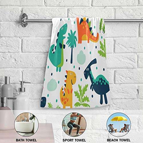 Vdsrup Cute Dinosaur Hand Towels Palm Dino Dragon Towel Set of 2 Forest Tree Small Bath Towels Soft Guest Face Towel Bathroom Decorations Thin Kitchen Tea Dish Towels 14x28 in 3