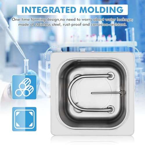 Lab Water Baths 2.5L Digital Water Bath Heater Thermostatic Water Bath 300W with Selectable Openings for Lab Use Food Heating Chemical Biological Experiment (110V) 4