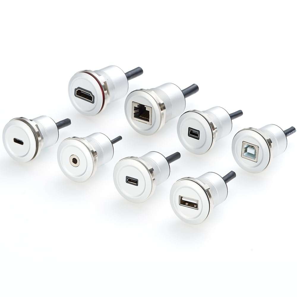 Plinkwirekb RJ45 CAT5e Ethernet Network Extension Cable RJ45 Flush Mount Male to Female Feed Thru Coupler Cable Threaded Fixed Bulkhead Connector Socket Patch Cord for Router Modem(0.3M/1FT) 5