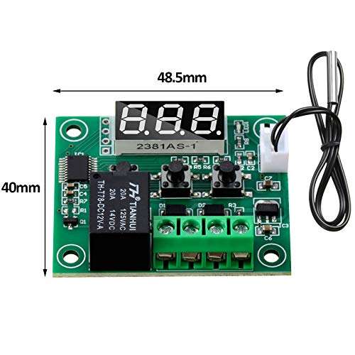 6 Pieces W1209 Digital Thermostat 12V DC W1209 Digital Temperature Controller Boards -50 - 110°C Electronic Temperature Control Switch Module with Waterproof NTC Probe and 10A One-Channel Relay 5