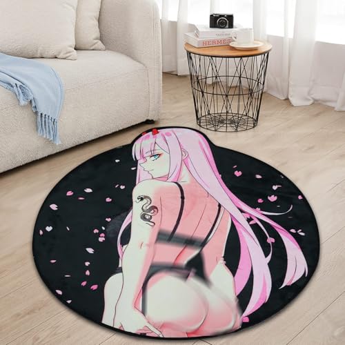 XIGBAWAN Anime Round Carpet Area Rug Non Slip Ultra Soft Tufted Circular Shape Rugs for Bedroom Dorm Gaming Room, 39×39
