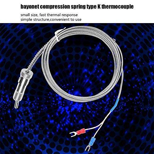 Thermocouple-Keenso Bayonet Compression Spring Type K Thermocouple Temperature Sensor Wire 0-400℃(3m) 3