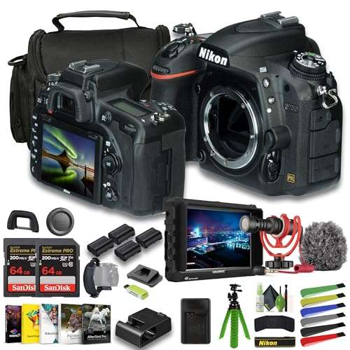 Nikon D750 FX-Format Digital SLR Camera + 3X EN-EL15C Battery + External Charger + LED Light + 2X Extreme PRO 64GB Card + 12 Inch Flex Tripod + Photo Editing Software + Mic+ External Monitor + More 1