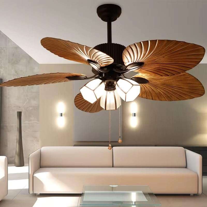 The Crafted Gesture Tropical Palm Leaf Ceiling Fan with Light Kit, 52-Inch Bronze Finish, 5 Blades, Indoor Lighting for Living Room, Bedroom 1