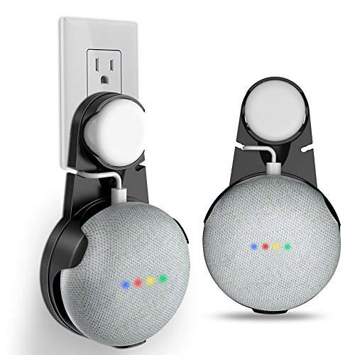 Google Home Mini Mount，Caselover Home Mini Outlet Wall Mount Hanger Stand for Voice Assistants,without Messy Wires or Screws (Black, 1) 1