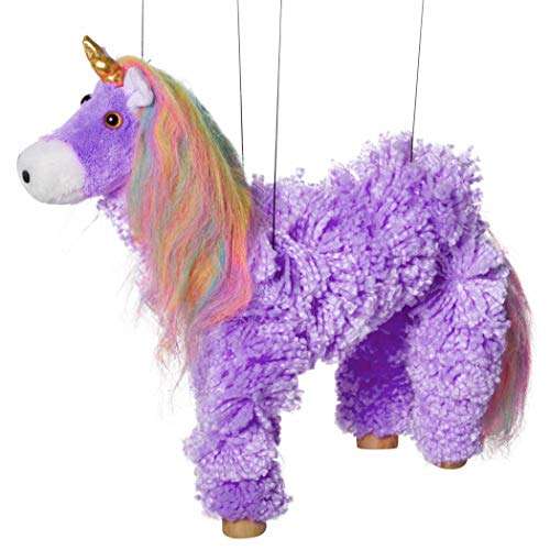 Artisan Owl Rainbow Mane Magical Unicorn Marionette Yarn Puppet (Purple) 1