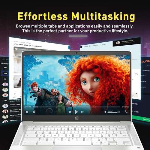 HP Chromebook 14" FHD IPS Laptop, AMD 3015Ce, 4GB RAM, 192GB Storage(32GB eMMC+160GB Docking Station), AMD Radeon Graphics, 720p HD Camera, HD Audio, Chrome OS, Ceramic White 5