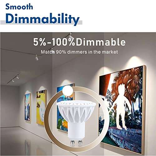 Dimmable GU10 LED Light Bulb, 5W 50W Equivalent, Neutral White, Standard Base, Pack of 6 - Ideal Replacement for Recessed and Track Lighting. 4