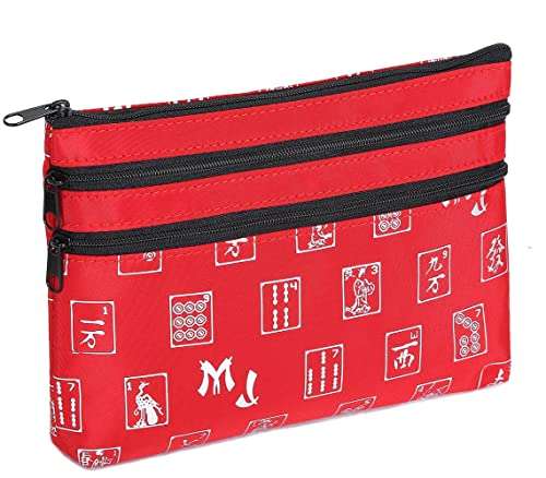 Mah Jongg Red and Silver 3 Zipper Mah Jong Purse for Mahjong Card 1
