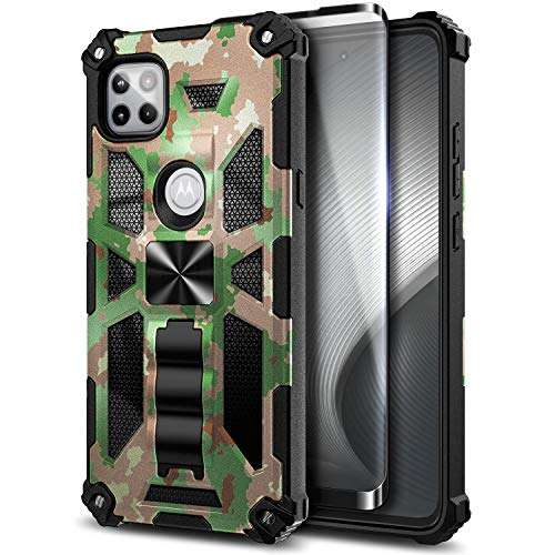 NZND for Motorola One 5G Ace Case (One 5G UW Ace) with Tempered Glass Screen Protector (Maximum Coverage), Full-Body Protective Shockproof [20FT Mil-Grade Drop Tested] Heavy-Duty Case (Camo) 6