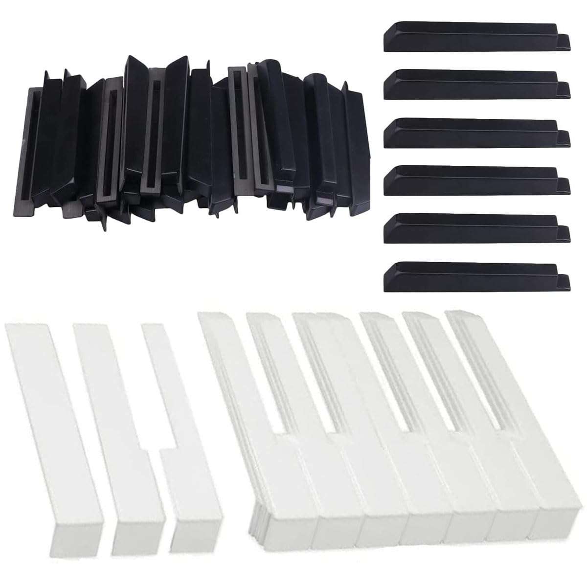 TUOREN Piano Keytops Replacement 88 Key Piano Keys Top Plastic Piano Keys Complete Set Black and White Piano Key Repair Kit 1