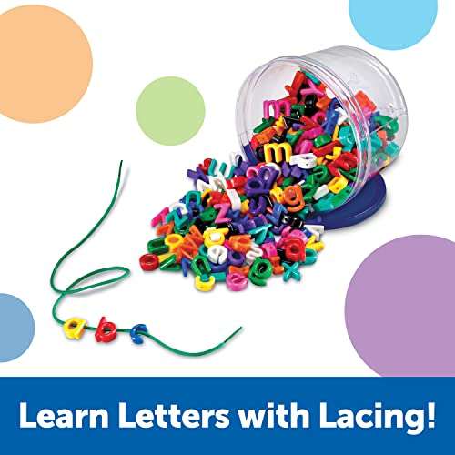 Learning Resources Lowercase Lacing Letters - 275 Pieces, Ages 3+, Toddler Alphabet Learning Toys, Letter Beads for Kids, Homeschool Supplies, Alphabet Beads, Early Spelling,Back to School Supplies 2