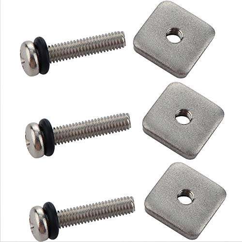 VTurboWay 316 Stainless Steel Fin Screw and Plate for Surf Longboard and SUP, 3 Pack, M4 Screw Suitable for Fiberglass Single Fin 6