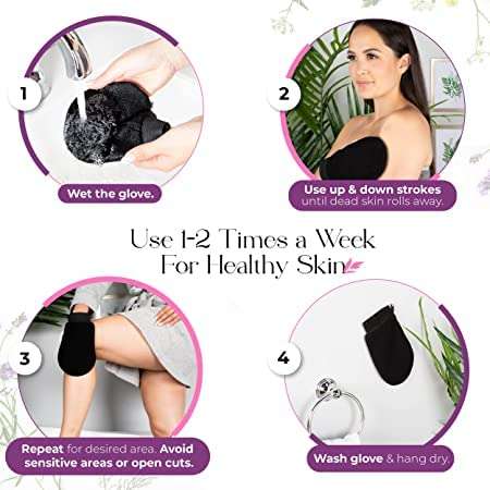 QUALIZA Exfoliating Dead Skin Removal Bath Body Glove Mitt, Deep Clean Exfoliating Tool to Remove Dead Skin and Dirt, Home Spa Exfoliating Gloves (Pack of 1) (Black) 5