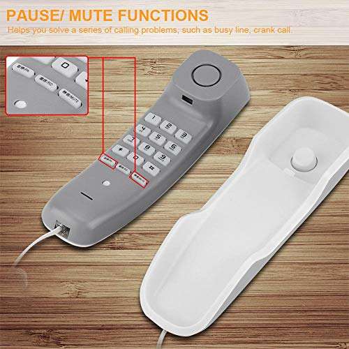 Corded Telephone Landline Phone Hanging Wired Wall Mounted Phone (White) 4