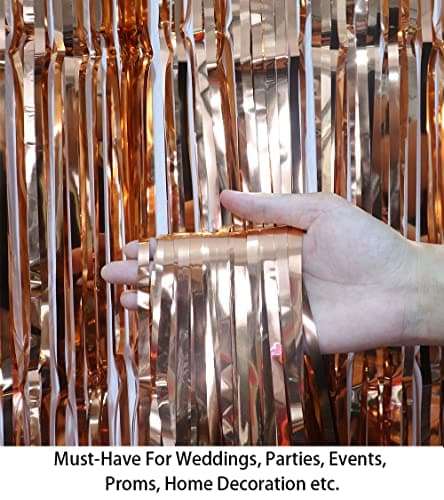 ShiDianYi Foil Fringe-Backdrop-12FTX8FT-Black Tinsel Backdrop Shinny Party (4 Pack) 4