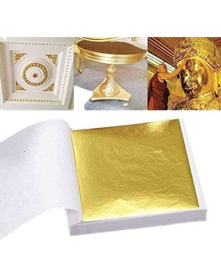 Gold leaf company Gold Leaf Sheets, 25 .Sheets, Gilding Foil for Gilding, Resin Art, Decoration Crafting, Paintings, Arts Crafts, Nail Deco,Furniture, Size 16×16 cm (25)