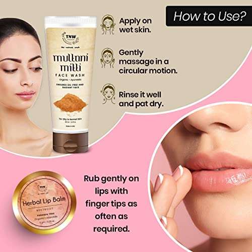 TNW-THE NATURAL WASH Beetroot Lip Balm & Multani Mitti Face Wash Combo for Acne-free Glowing Skin and Moisturized Lips (Paraben/Sulphate-free), Pack of 2 4