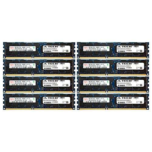 A-Tech Hynix 64GB Kit 8X 8GB PC3-10600 1.35V for HP ProLiant DL380 G7 DL380P G8 DL385P G8 DL560 G8 713985-B21 DL580 G7 DL585 G7 DL980 G7 ML330 G6 ML350E G8 ML350P G8 WS460c G8 BL460C G7 Memory RAM 1