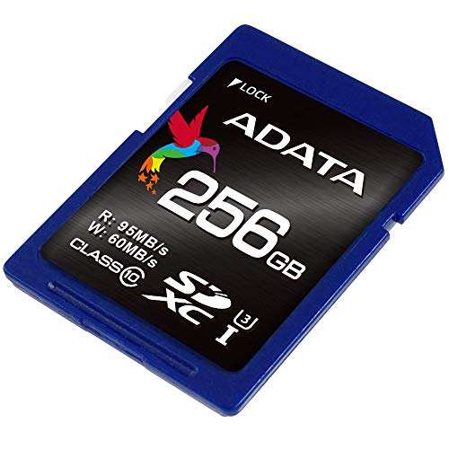 ADATA ASDX256GUI3CL10-R Premier Pro 256GB SDXC UHS-I Speed U3 Class 10 MLC 4K Ultra HD 95/60MB/s SD Memory Card 3