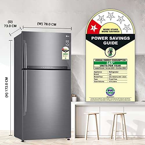 LG 475 L 1 Star Frost Free Inverter Wi-Fi Double Door Refrigerator (2023 Model, GN-H602HLHM, Platinum Silver 3, With Hygiene Fresh+ & Door Cooling+) 4