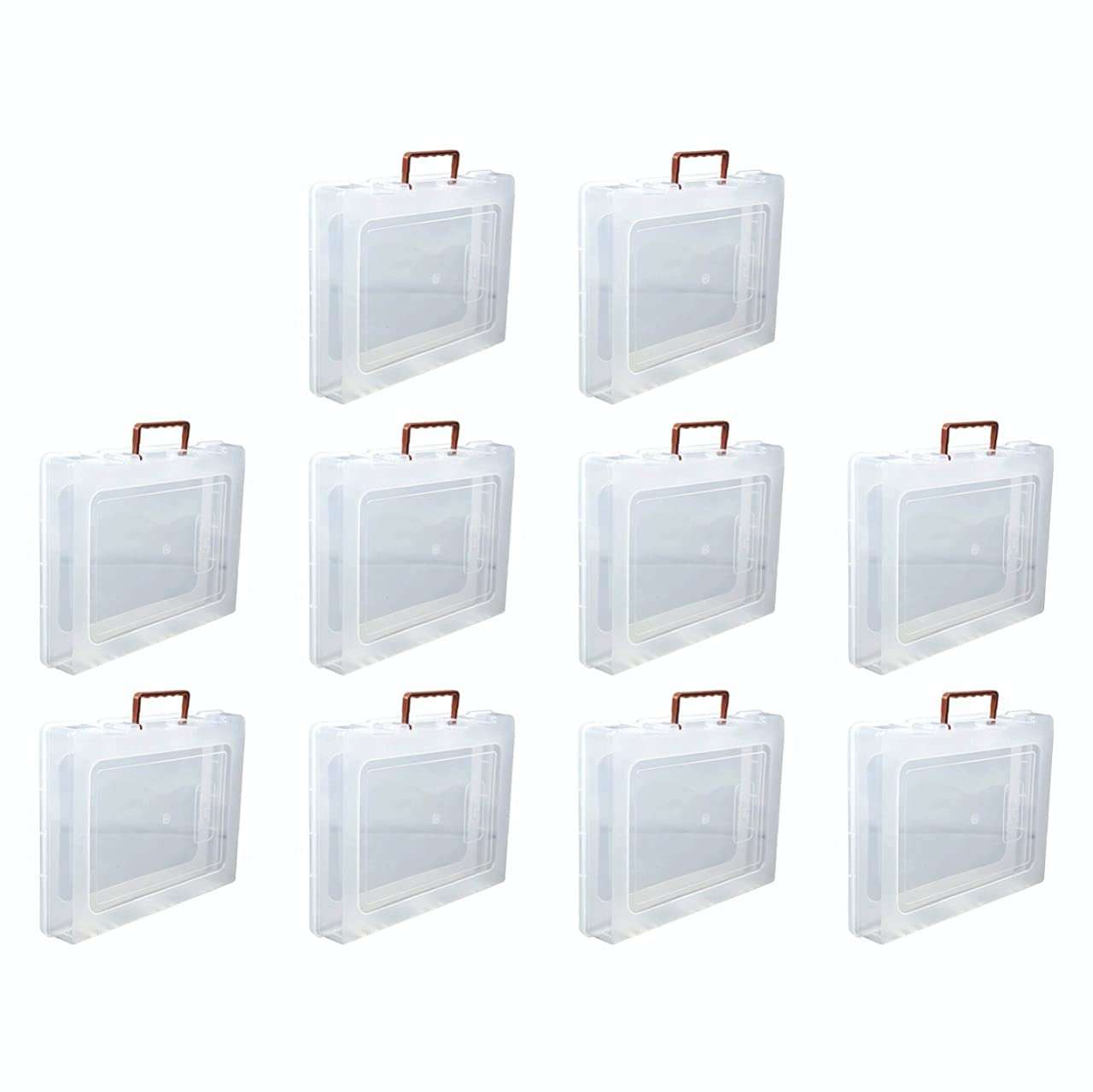 SHYONA Multi-Purpose Rectangular Plastic Storage Box with Locks and Handle | Matte Finish Transparent Plastic Organizer Box for Saree, Laptop, Books & Clothes - (15 x 12 x 2.5 inch), (Pack of 10) 1